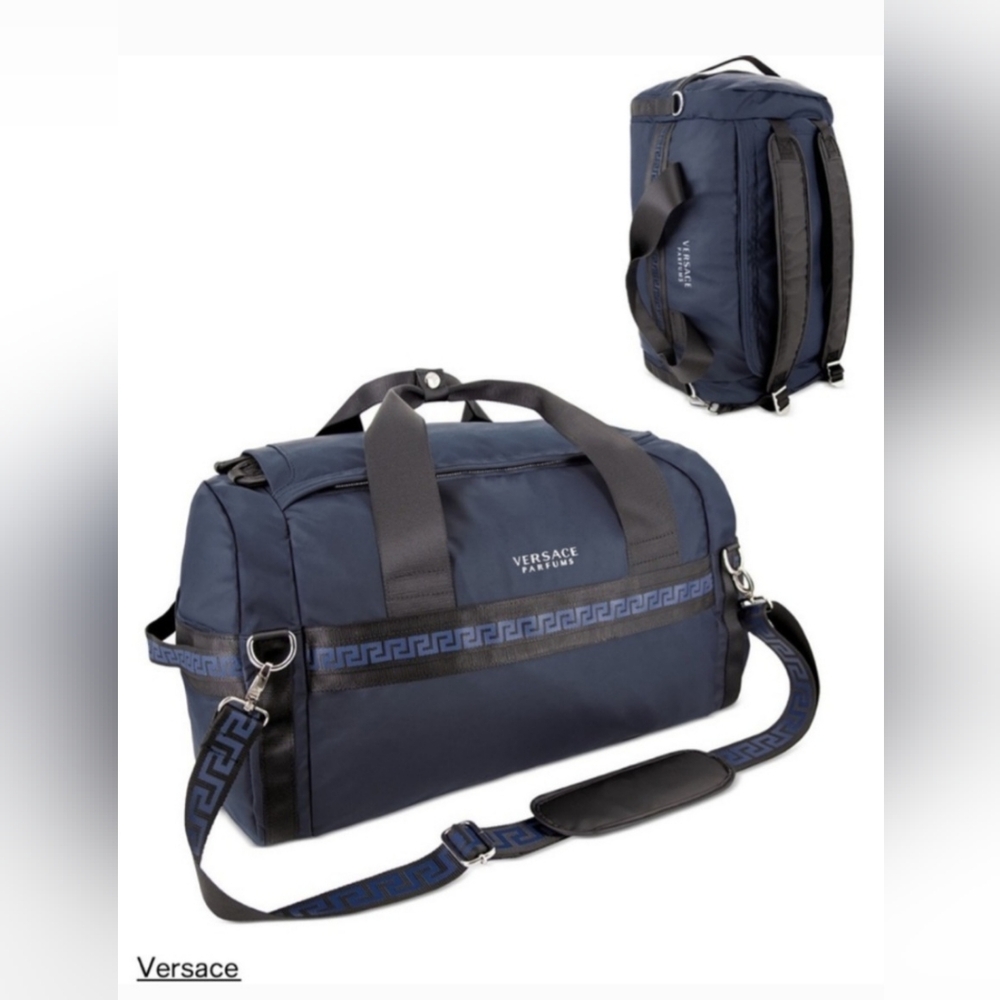 Versace Parfum Travel Duffel Bag for Men – Large Black/Navy Blue